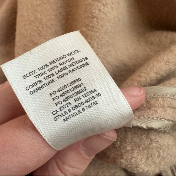 Aritzia Babaton Tamarak Merino Wool Open Front Coat Camel Long Jacket - Picture 9 of 10